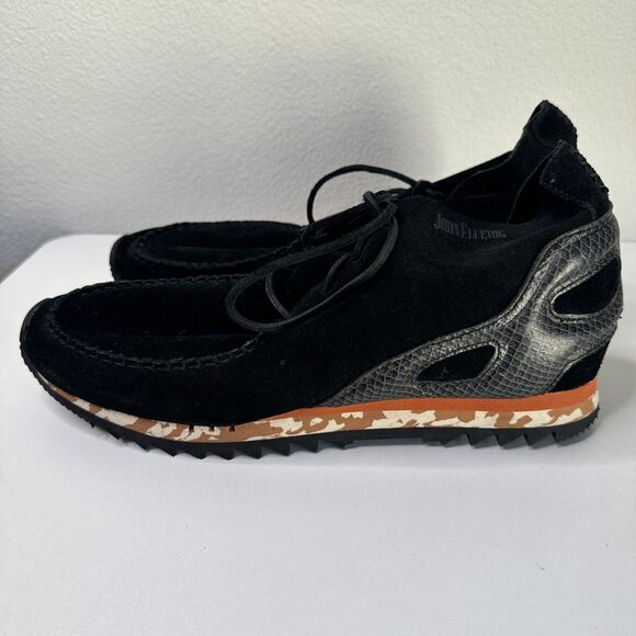 John Fluevog Men's Black Run Wild Leather Brogue Sneaker Shoes Size 12‎ - Picture 2 of 5